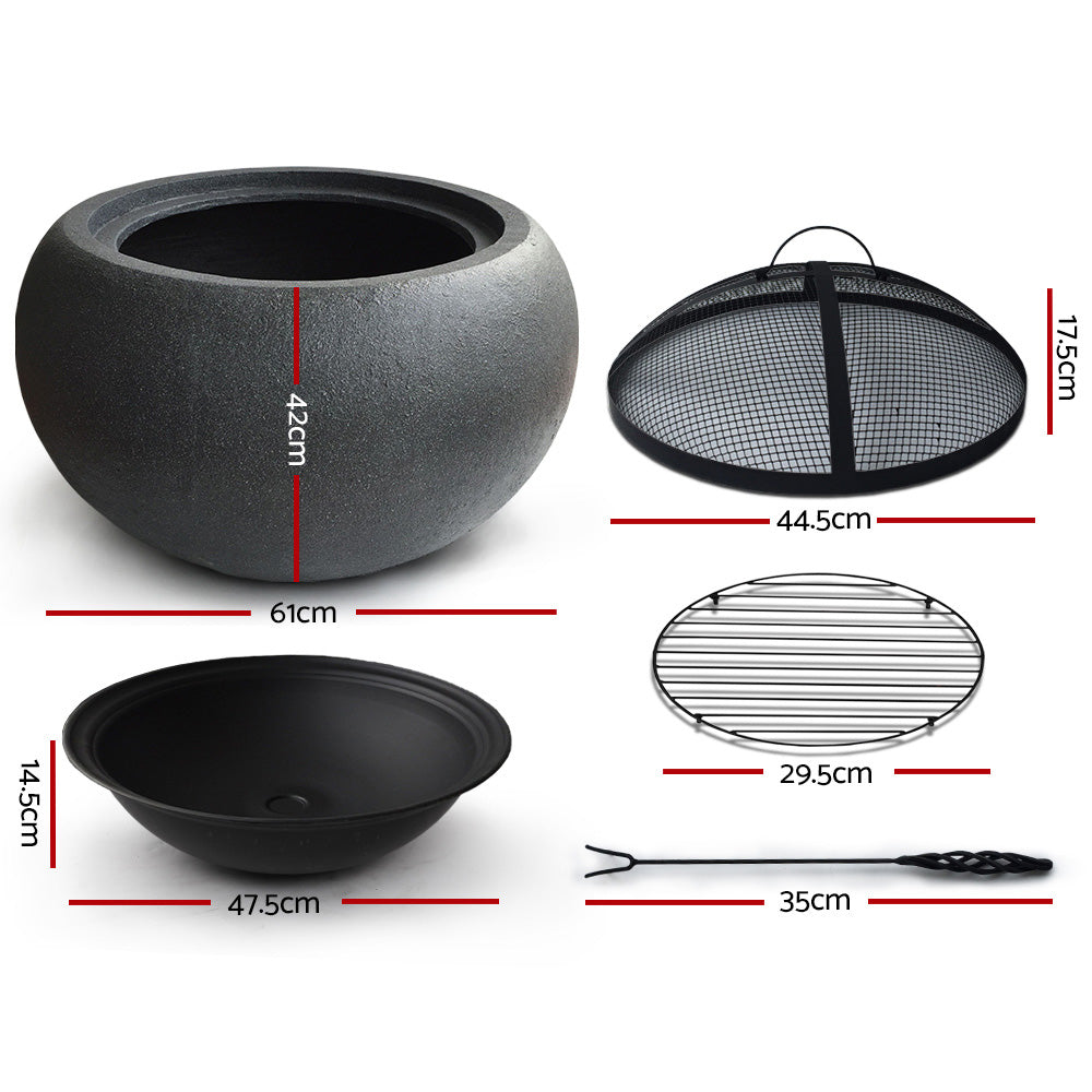 Fire Pit Bowl Black 61cm