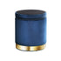 Ottoman Storage Foot Stool Round Velvet Navy