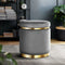 Velvet Footstool Ottoman Cube Seat 38cm Charcoal Grey Gold Ring Stool