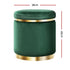 Ottoman Foot Stool Round Velvet Green