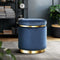 Velvet Footstool Ottoman Gold Ring Accent Stool Padded Seat Navy 38cm