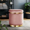 Velvet Footstool Ottoman Gold Ring Accent Stool Pink 38cm Padded Seat