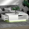 LED Coffee Table White High Gloss Modern Storage Drawer LED Light Lounge Table