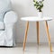 Artiss Round Coffee Table White MDF Beech Wood Legs Side Lamp Table