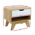 Bedside Table 1 Drawer with Shelf - IKER White & Oak