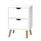 Bedside Table 2 Drawers - BODEN White