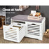 Fabric Shoe Bench with Drawers  White & Grey