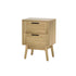 Rattan Bedside Table 2 Drawers Wood - RIE Oak