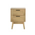 Artiss Rattan Bedside Table 2 Drawers Wood - RIE Oak