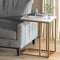 Artiss Marble Side Table Industrial Coffee Table Metal Frame 45cm White