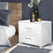 Artiss White High Gloss Bedside Table 2 Drawer Nightstand Storage Unit