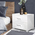 Bedside Table 2 Drawers High Gloss - White