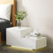 White LED Bedside Table 2 Drawer Nightstand High Gloss Cabinet