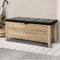 Artiss Storage Ottoman Bench PU Leather Tufted Seat 106cm Oak Foot Stool Box Seat
