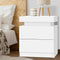 Bedside Table 2 Drawer Storage Nightstand White Modern Side Table