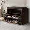 Kyla Shoe Storage Bench Cabinet 15 Pairs Walnut PU Seat