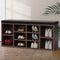 Artiss Shoe Cabinet Bench 10 Pair Storage Seat PU Leather Walnut Entryway Organizer