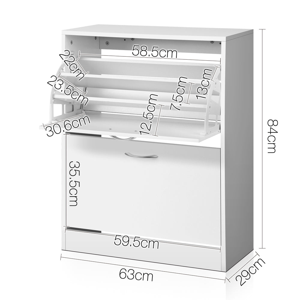 Artiss Shoe Rack Cabinet Adjustable Shelves 24 Pairs White Iris