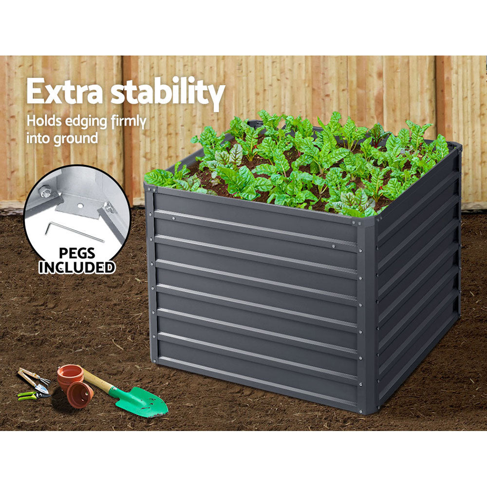 2x Garden Bed 100x100x77cm Planter Box Raised Container Galvanised