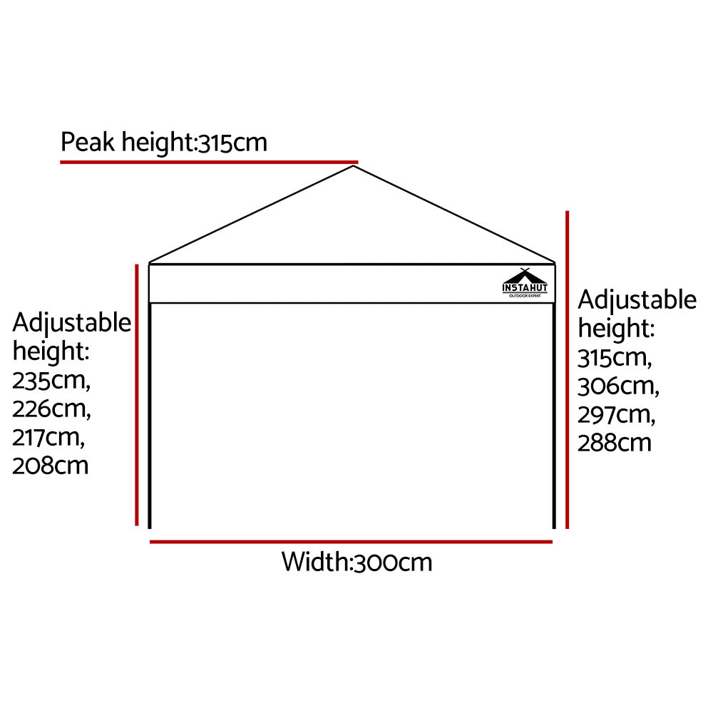 Instahut Gazebo Pop Up Marquee 3x3 Folding Tent Outdoor Camping 500D Oxford