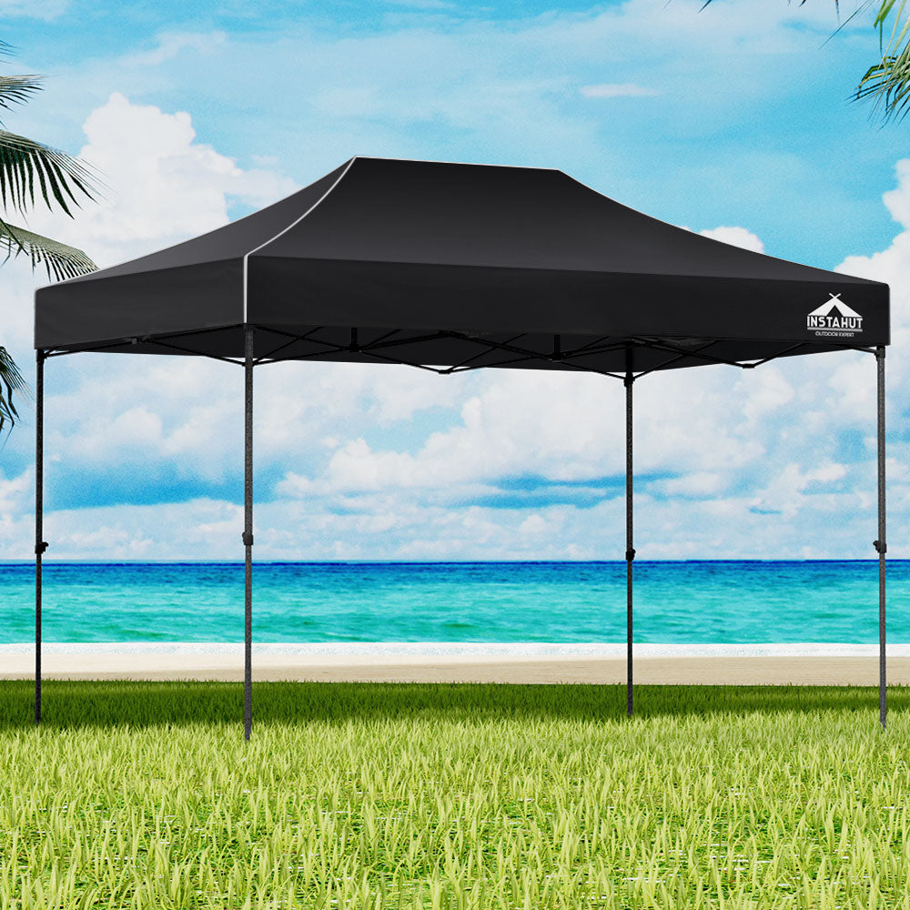 Instahut Gazebo Pop Up Marquee 3x4.5 Folding Tent 500D Wedding Camping Black