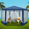 Hexagonal Outdoor Gazebo 2.5m Steel Frame Mesh Party Canopy Tent Navy