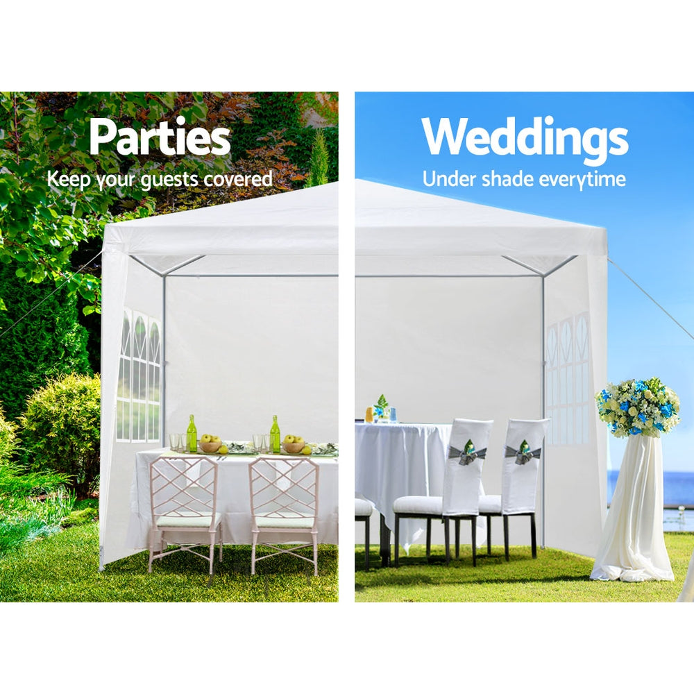 Instahut Gazebo 3x3m Marquee Wedding Party Tent Outdoor Camping Side Wall Canopy Window Panel White