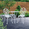 Outdoor Bistro Set Cast Aluminium 2 Chairs Patio Table Set White