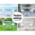 3PC Outdoor Setting Bistro Set Chairs Table Cast Aluminum Patio Furniture Tulip White