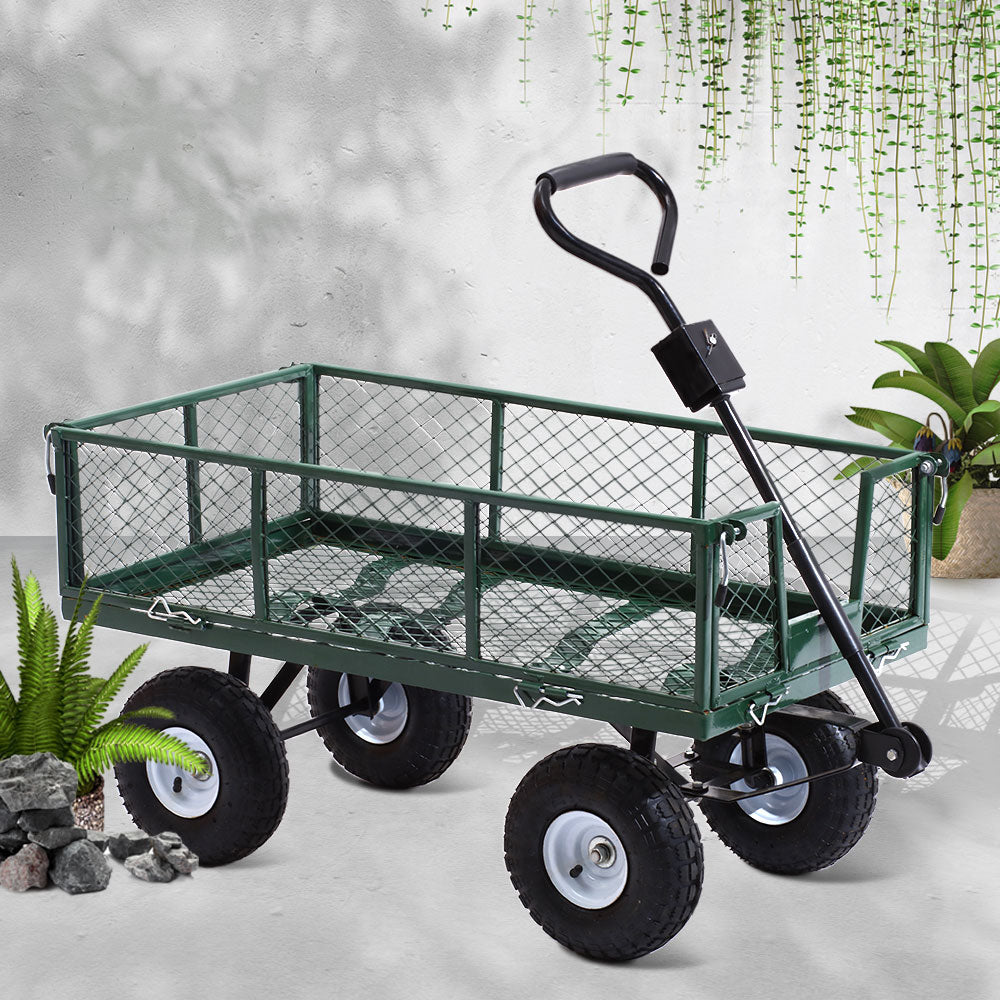 Gardeon Mesh Garden Steel Cart - Green