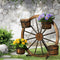 Wooden Garden Wheel Planter with 4 Buckets Fir Wood Rustic Outdoor Decor