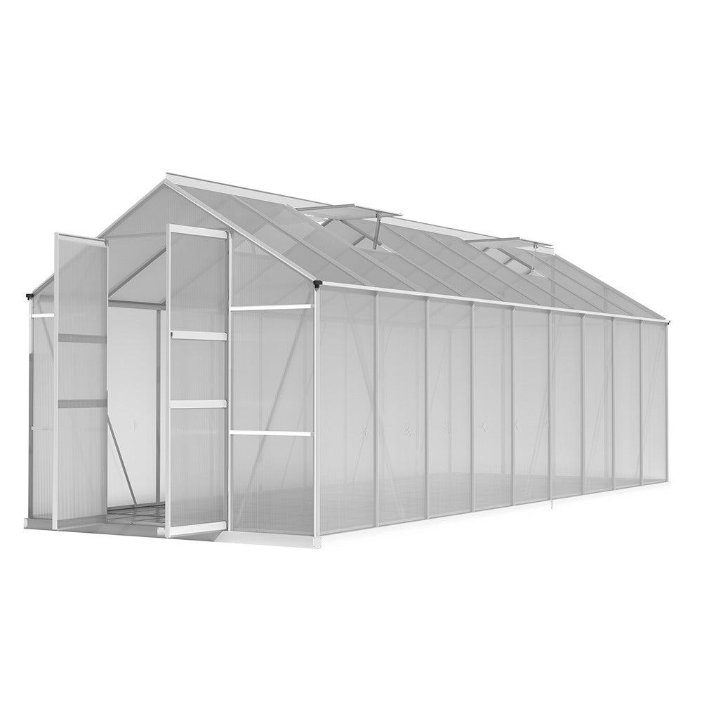 Greenhouse 5.1x2.5x2.26M Double Doors Aluminium Green House Garden Shed