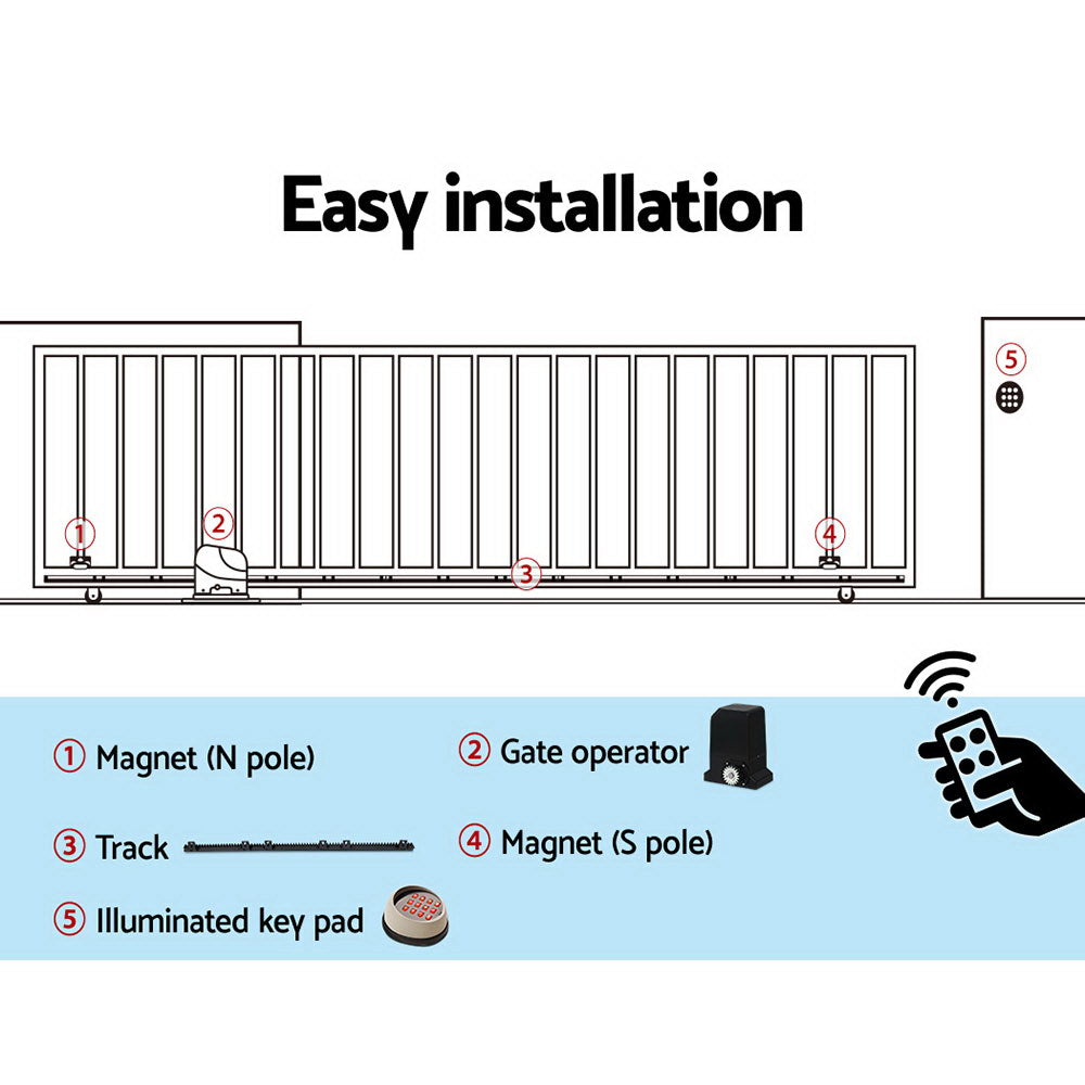 Lockmaster Automatic Sliding Gate Opener Kit Keypad 6M 1000KG
