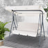 Outdoor Swing Chair Garden Bench Furniture Canopy 3 Seater Beige