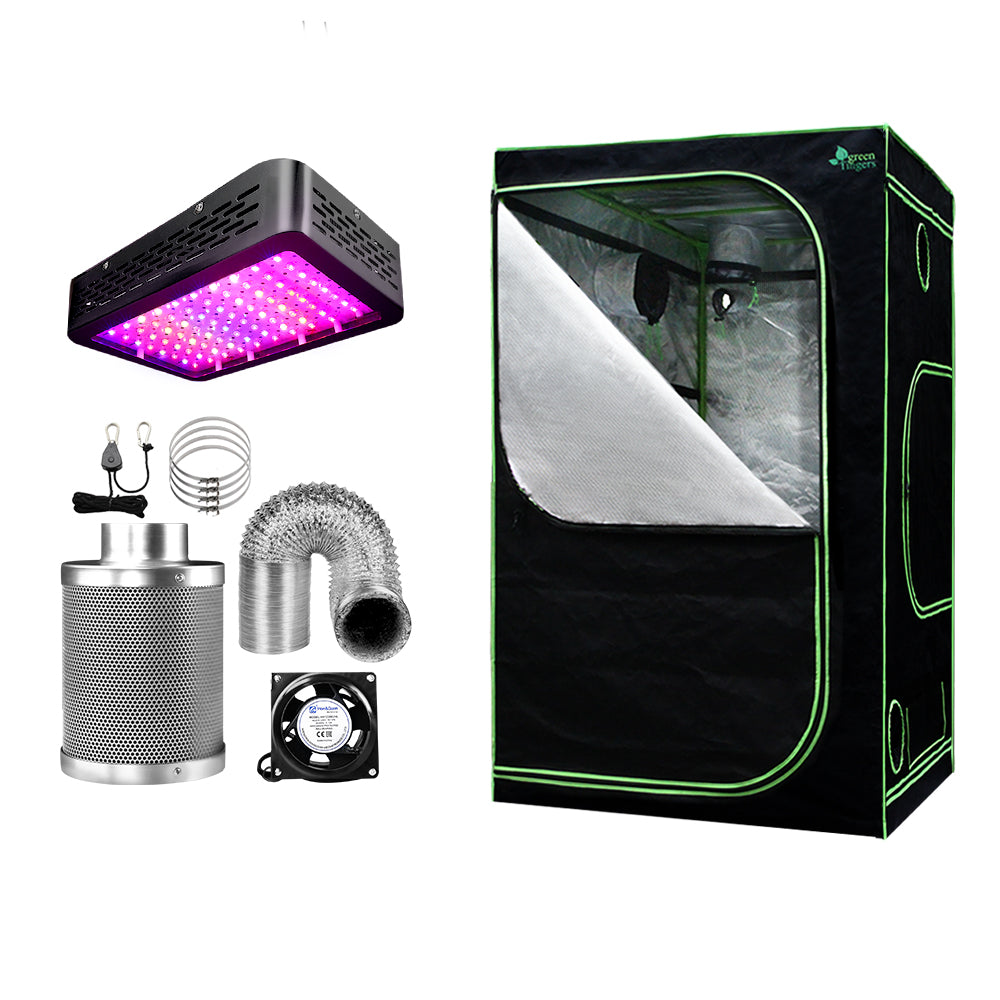 Grow Tent Light Kit 120x120x200CM 1000W LED 4" Vent Fan, Grow Tent Light Kit LED 1000W Full Spectrum 4" Vent 120x120x200CM