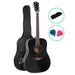 41 Inch Acoustic Guitar Wooden Body Steel String Dreadnought Black