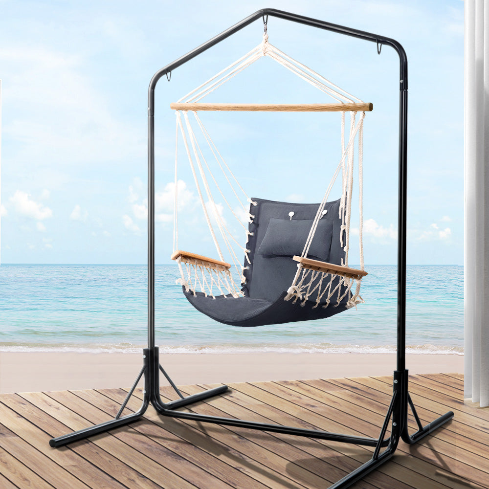 Outdoor Hammock Chair with Stand Swing Hanging Hammock Garden Cream