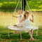 Hanging Hammock Chair Swing Cotton Polyester 120kg Indoor Outdoor Cream