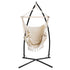 Gardeon Hammock Chair with Steel Stand Hanging Outdoor Tassel Cream