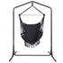 Outdoor Hammock Chair with Stand Tassel Hanging Rope Hammocks Grey