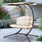 Double Hanging Egg Chair Outdoor Pod Swing Chair Latte Canopy