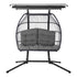 Outdoor Egg Swing Chair Wicker Furniture Pod Stand Canopy 2 Seater Grey