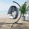 Hanging Egg Pod Chair Swing Outdoor Foldable Rattan Seat Grey