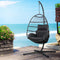 Hanging Swing Chair with Stand Resin Wicker 150kg Capacity Outdoor Indoor Black