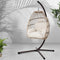 Hanging Egg Pod Chair Swing Outdoor Rattan Hammock Seat Latte