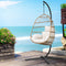 Yellow Hanging Egg Chair with Stand Wicker Pod Swing Chair
