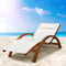 Wooden Sun Lounge Chair Outdoor Recliner Chaise with Pillow Cream