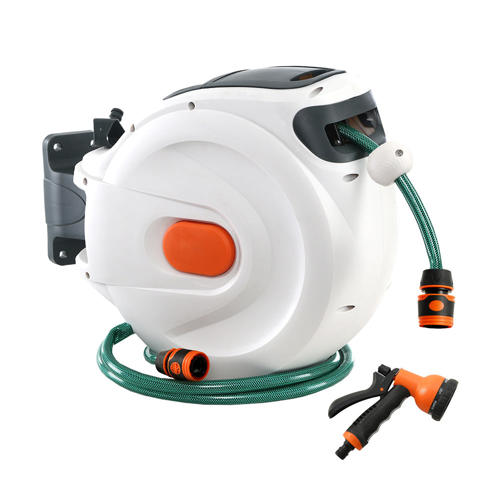 Water Hose Reel 20M Retractable Garden Spray Gun Auto Rewind