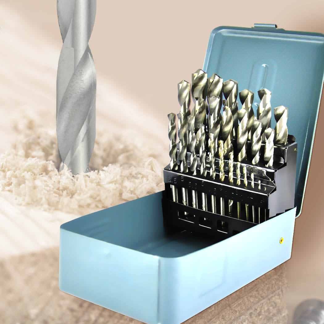 25Pcs HSS Drill Bit Set High Speed Steel Metric Metal Case 1mm - 13mm Coated New