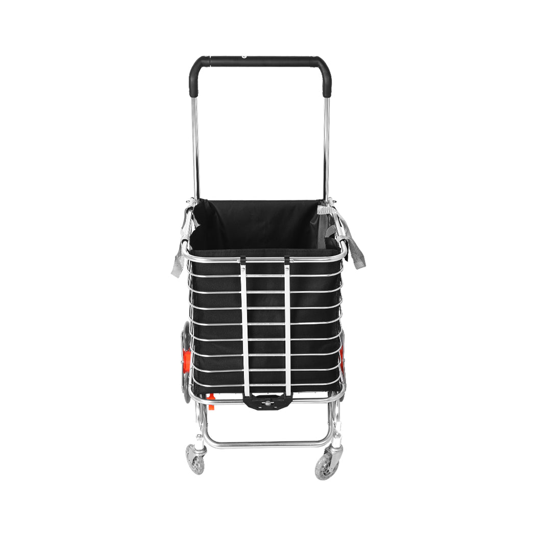 Foldable Shopping Cart Trolley Basket Luggage Grocery Portable Black 40L w/Wheel